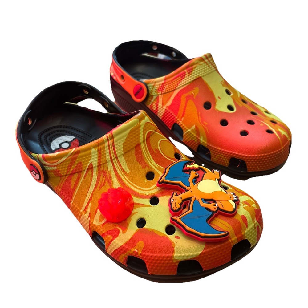 Pokemon Classic Crocs Clog Sandals Men 7 Women 9 Orange Charizard Light Up Glow